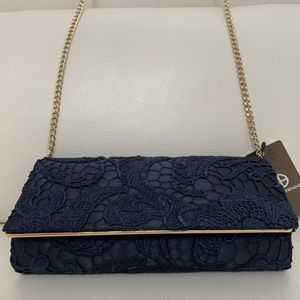 Giani Bernini Lace Clutch/Shoulder Bag Blue/Gold